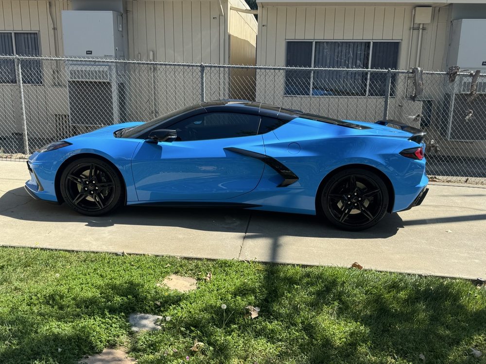 A finished repair at Green Tech Collision Center, restored to factory finish in Upland, CA.