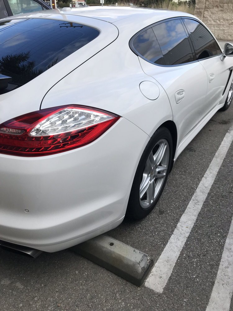 A clean, dent-free panel after repair at Green Tech Collision Center, Upland.